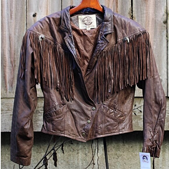 Vintage Jackets & Blazers - Vintage 1980s Over-the-Top Fringe Leather Bomber Jacket from Aubergine Med